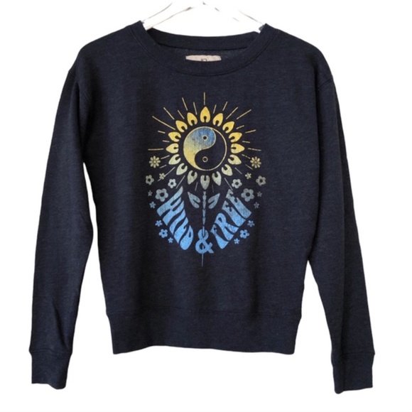 Aeropostle | Navy Blue Wild & Free Sunflower Graphic Crew Neck Sweatshirt XS - Picture 1 of 6